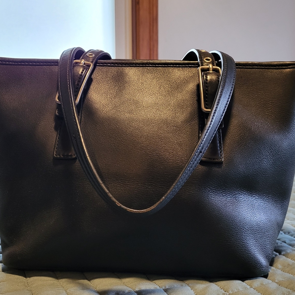 Coach Black Leather Tote Bag